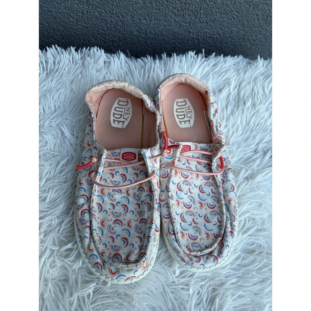 Hey Dude Wendy Rainbow Sky Girls Size YT3 Slip On Comfort Loafer